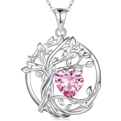 Genuino Sólido Plata Esterlina Árbol Corazón Colgante Plata 925 Cruz Cadena Collar Foto 1 de 4