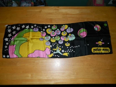 Peter Max Vintage Viajero/Correr Hombre Bufanda Psicodélica Seda 14" por 42" RARA Foto 1 de 4
