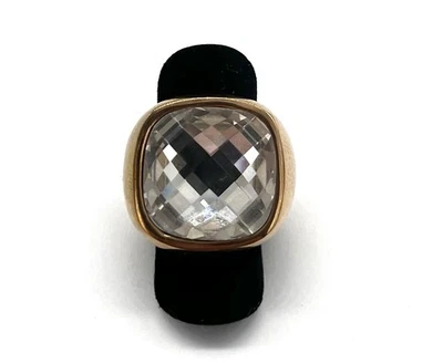 Modeschmuck Ring, Tamaris, Vergoldet, simulierter Diamant, Cabochon, Gr. 52 - Bild 1 von 3