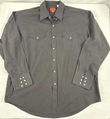 Vintage Ely Plains Men’s XL Pearl Snap Western Cowboy Shirt Black Rockabilly - Image 1 of 4