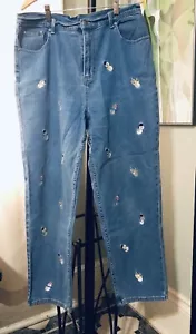 Quacker Factory Schneemann bestickt blau Jeans Größe 18 - Bild 1 von 10