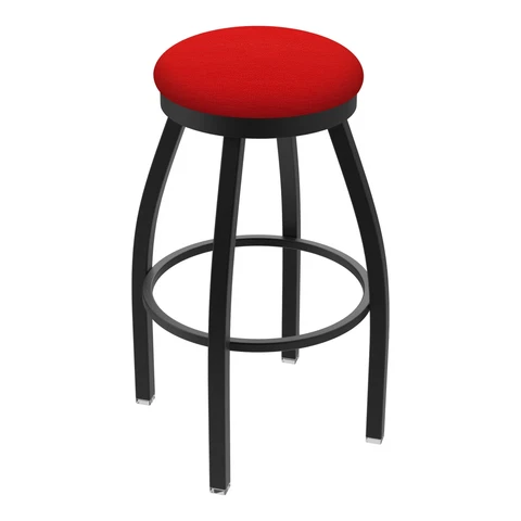 802 Misha 30" Swivel Bar Stool with Black Wrinkle Finish and Canter Red Seat Cover