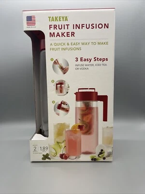 Takeya Airtight Fruit Infusion Maker Pitcher Infuser Beverage 2 Quart Red USA - Image 1 of 4