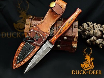 Cuchillo Damasco 8.5" Largo Hecho a Mano Damasco Acero Daga Cuchillo Hoja Fija Foto 1 de 4