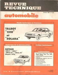 REVUE TECHNIQUE AUTOMOBILE 404 RTA 1980 TALBOT 1510 & SOLARA DATSUN 100 A 120 A - Imagen 1 de 4