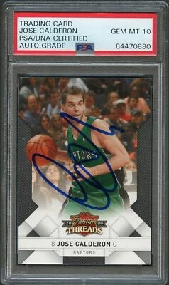 2009-10 Panini Threads #72 Jose Calderon Signed Card AUTO 10 PSA Slabbed Raptors - Image 1 of 2