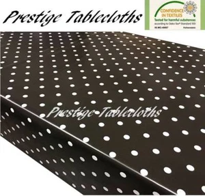 Black Polka Dot Spots PVC Vinyl Wipe Clean Tablecloth Oilcloth ALL SIZES - Picture 1 of 1