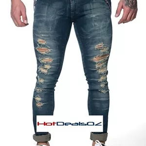 NWOT Mens ML Denim Distressed Ripped Jeans Melb Designer Size 32 RRP $220 - Picture 1 of 1