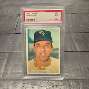 1957 Topps Jim Rivera #107 *White Sox* PSA 7 NM - Picture 1 of 2