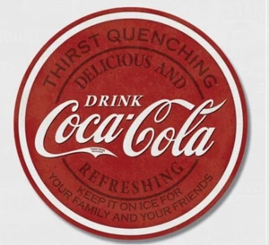 Coca Cola Metal Tin Round Sign Coke Soda Pop Home Bar Garage Wall Decor #2330 - Picture 1 of 1