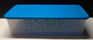 Tupperware 4352 Fridge Smart Container Aqua Blue Lid 8 1/2 Cup Vented - Picture 1 of 4