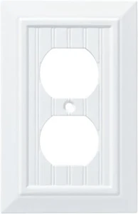 5 Outlet Duplex Wall Plates Beadboard Pure White - Picture 1 of 2