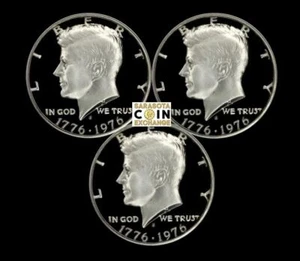 3-1976-S 50C Silver Proof Kennedy Half Dollars And Silver BU, Clad Proof All 3  - Picture 1 of 3