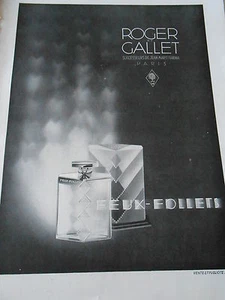 PUBLICITE 1930 Parfums Roger Gallet Feux Follets - Imagen 1 de 1
