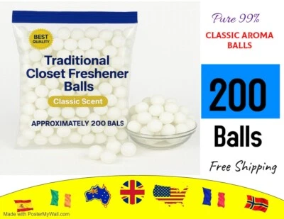Paquete grande de 200 bolas ambientador de armario bolas uso clásico de almacenamiento de aromas - 400 g Foto 1 de 4