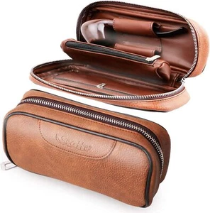 Scotte PU Leather Tobacco Smoking Wood Pipe Pouch Case/Bag for 2 Tobacco Pipe an - Picture 1 of 1