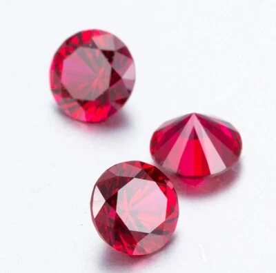 Red Ruby Round AAA Rated Lab Created Faceted Synthetic Loose Stone 11mm to 18mm - Image 1 of 4