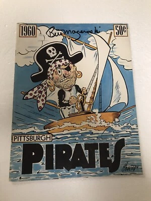 BILL MAZEROSKI SIGNED 1960 PITTSBURGH PIRATES YEARBOOK PROGRAM RARE! JSA COA NM - Image 1 of 3