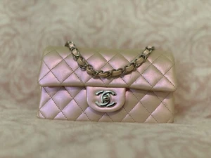 CHANEL 21K Mini Rectangular Flap Bag in Iridescent Pink Calfskin with SHW ๐ - Picture 1 of 16