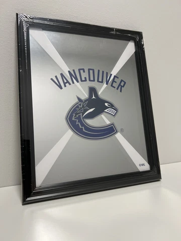 NHL Hockey VANCOUVER CANUCKS Logo Framed 11x9 Carnival Wall Bar Mirror Glass NEW Cover