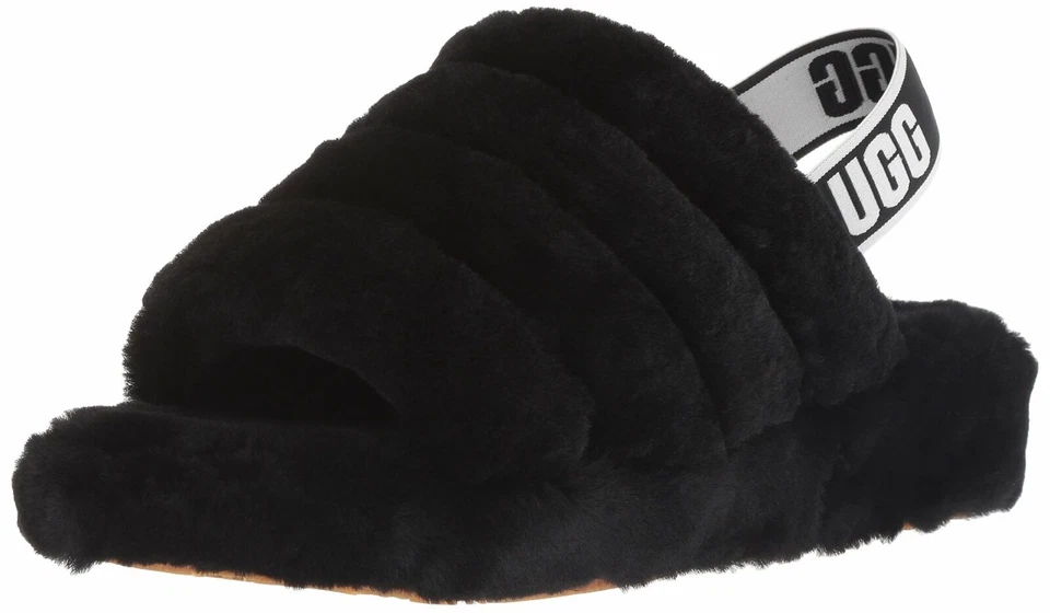 UGG Australia Fluff Yeah Slide Sandals for Women, Size US 8 - Black