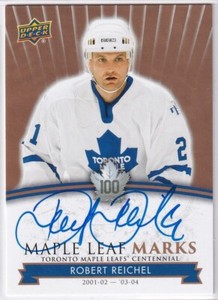 2017-18 Toronto Maple Leafs Centennial Maple Leaf Marks #RR Robert Reichel AUTO