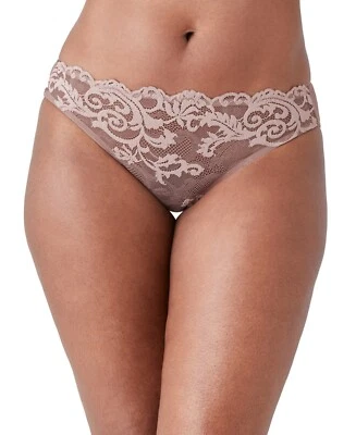 Calcinha de Biquíni Feminina Wacoal Instant Icon Malha Taupe Emroided L33128 Tamanho M - Imagem 1 de 2