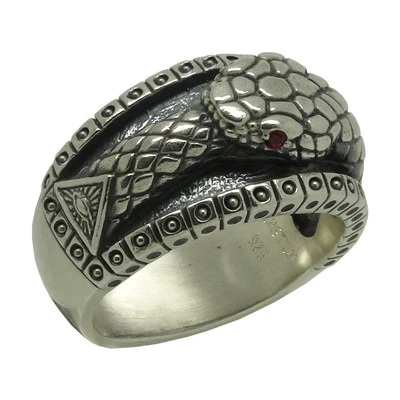 Anillo Masónico Ouroboros Motociclista Plata Serpiente Ouroboros Ojo que Todo lo Ve Serpiente Foto 1 de 4