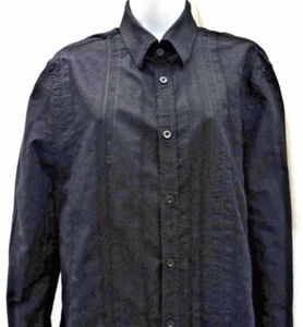 L 42" chest black, button down, ribbed DECORATIVE AFFECT, shirt River Island - Picture 1 of 2