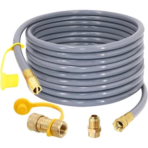 15/25/36/48 FT Natural Gas Hose 1/2" Low Pressure Gas Hose w/Conversion Kit - Picture 1 of 17