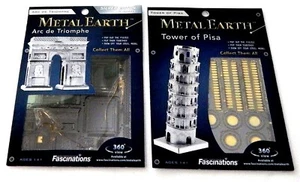 Set of 2 Models Tower of Pisa & Arc de Triomphe Models to Build Metal Earth NEW - Picture 1 of 3
