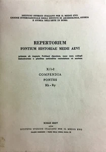 REPERTORIUM - FONTIUM HISTORIAE MEDII AEVI - X/ 1-2 COMPENDIA FONTES RH-RY - Imagen 1 de 1