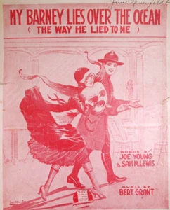 1919 My Barney Lies Over the Ocean Sht Music- Ties to the Beatles & Mickey Mouse - Picture 1 of 4