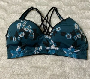 Women's cross-fit Athletic Sports Bra Size Large L Green Floral - Picture 1 of 3
