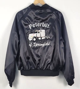 Chaqueta Bomber De Colección Años 80 ProFit Satén Para Hombre XL Peterbilt of Springfield Negra - Imagen 1 de 12