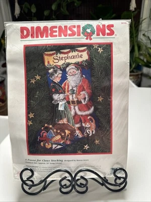 Dimensions Needlepoint Christmas Stocking Kit A Pause for Claus Santa Toys 9115 - Image 1 of 4