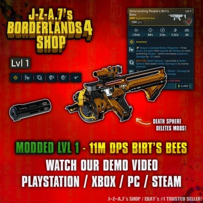 Borderlands 4✨ MODDED LEVEL ONE 11M DPS BIRT'S BEES SMG LVL 1 BL4✅PC-PS-XBOX✨