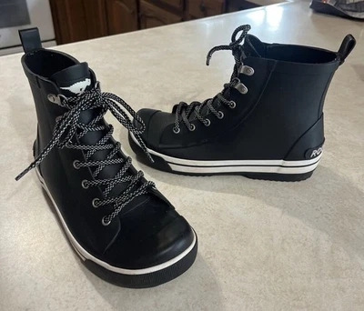 Ракета собаки дождя ботинки женский размер 7 темно-синий шнурует вверх резиновый - Изображение 1 из 4