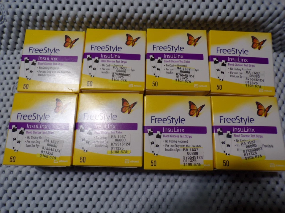 8 Boxes 50 Ct Freestyle InsuLinx Blood Glucose Test Strips (400 ) Exp 01/2026 - Image 1 of 1