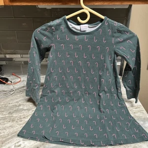 Hanna Andersson Dress Girls 5 Candy Canes Holiday Print Long Sleeve Christmas - Picture 1 of 6
