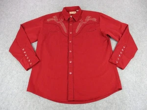 Scully Western Shirt Mens Large Red Embroidered Pearl Snap Rodeo Cowboy Classic - Picture 1 of 9