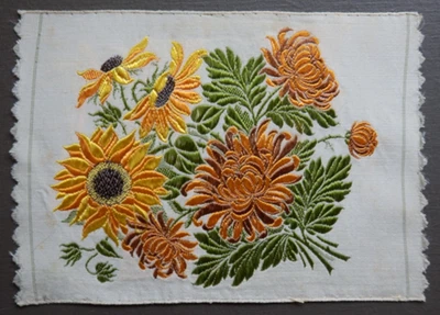 CHRYSANTHEMUM and SUNFLOWER Kensitas Wix Postcard Silk Flowers SILK ONLY - Image 1 of 2