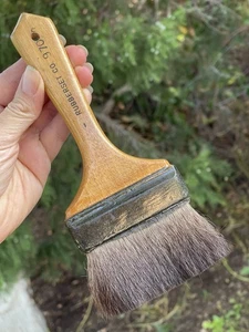 RUBBERSET Co. Antique primitive rustic farmhouse wood animal hair paint brush - Picture 1 of 23