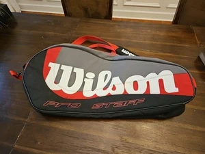 Wilson Pro Staff Super 6 Tennis Racquet Bag - Gray/Red/Black - Back Pack - Picture 1 of 4