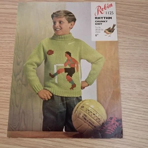 Vintage Robin Knitting Pattern. Chunky. Ref 1125. Children’s Football Jumper - Picture 1 of 5