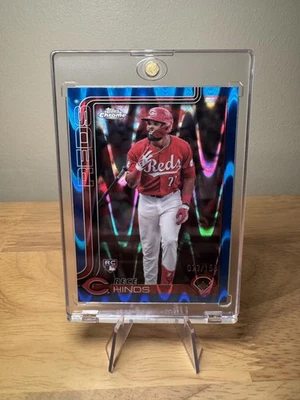 2025 Topps Chrome ROOKIE Rece Hinds #253 Blue Lava Refractor - 77/150 Jersey No. - Image 1 of 2
