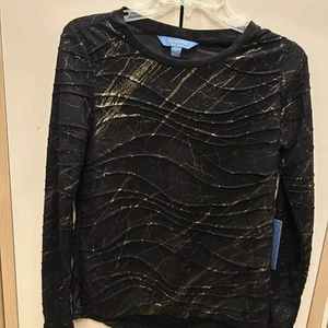 SIMPLY VERA WANG Black And Gold Women’s Long Sleeve Tunic XS NWT Clubwear - Picture 1 of 4