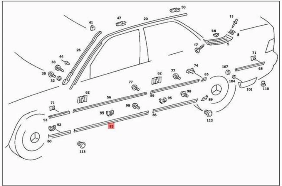 Genuine MERCEDES W201 190 W201 Cover strip 2016902662 - Image 1 of 1