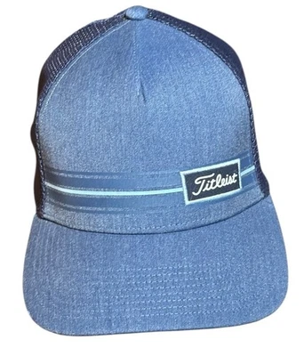 Chapéu caminhoneiro Snapback golfe Titleist listra de malha azul pequeno remendo tamanho único golfe - Imagem 1 de 4