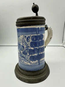 Fayence Walzenkrug Zinnmontierung  wohl Nürnberg - Bild 1 von 8